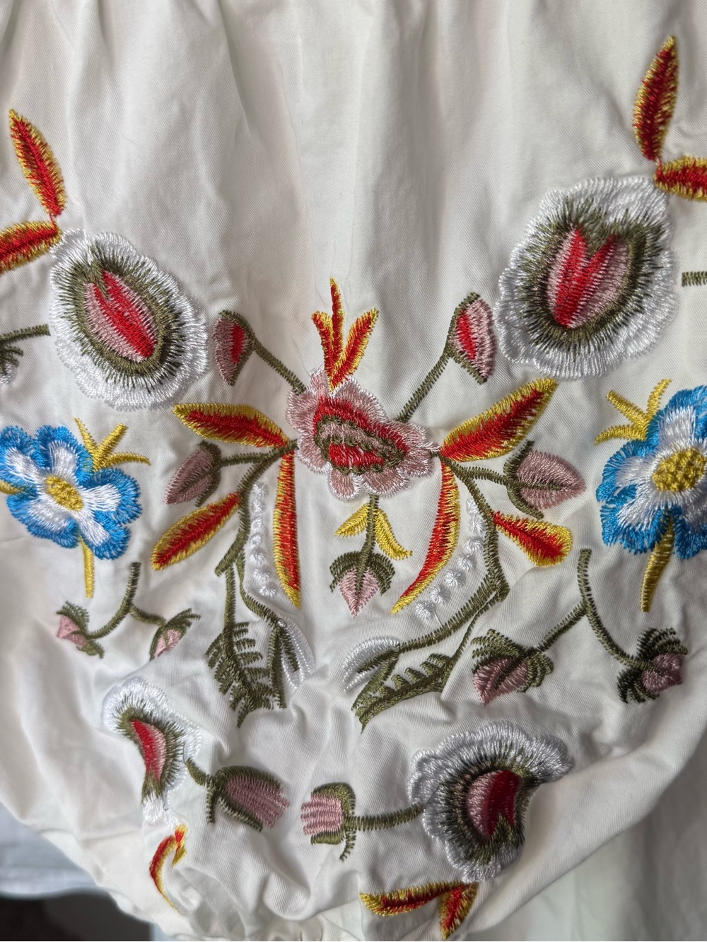 Women’s Embroidered Bohemian White Peasant Floral Blue Floral Tunic Dress/Top(L) - Picture 4 of 15